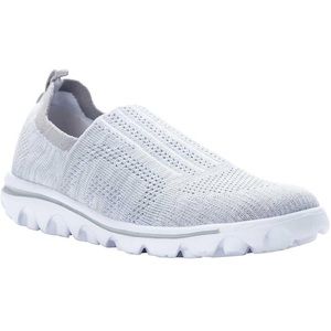 Propet Women's Travelactiv Gray Stretch Slip-On Sneakers.
